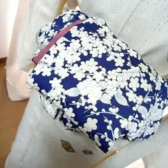 長尺大人の兵児帯半幅帯ハンドメイド澪着物リメイク正絹ネイビー 花柄