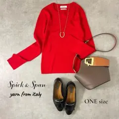 【Spick & Span】イタリア糸使用 リブニット 赤 レッド S〜M相当