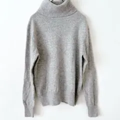 カシミヤ100%✨️UNIQLO タートルネックセーター グレー L ハイネック
