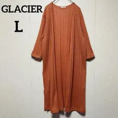 GLACIER グラシア 透かし編み ロングカーディガン 羽織 L オレンジ