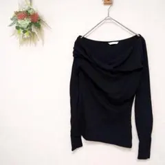 ZARA 【M】 変形デザイン カットソー ブラック 長袖 アシンメトリー