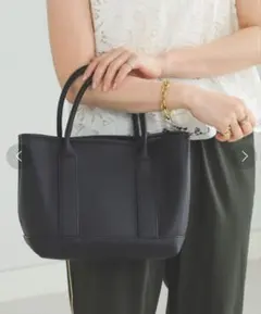 BEAMS HEART パーテーション トートバッグ シボ合皮 仕切り付き 黒