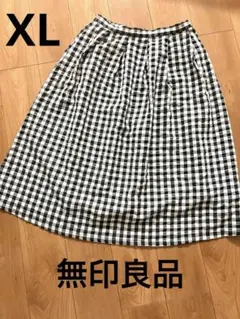 無印良品 ギンガムチェック ロングスカート シアサッカー ウエストゴム フレアのサムネイル