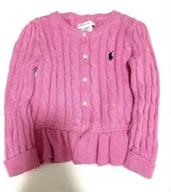 2回のみ着用　ラルフローレン　ニット　ケーブル編み　カーディガン　ピンク　24M
