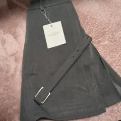 MINIMIN グレー プリーツスカート ベルト付き
