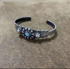 a7162 ナバホ族 フレッドハーヴィー ターコイズ バングル