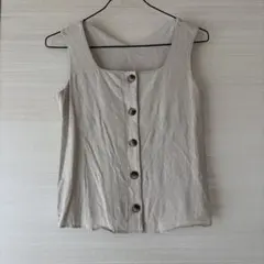 レディース　ノースリーブ トップス ボタン付き無地