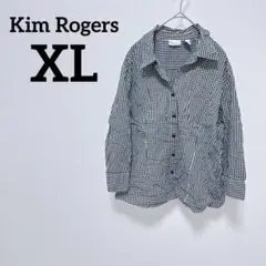 Kim Rogers LL チェック シャツ XL ネイビー スキッパー