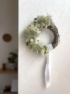 ハーフリース◇クラスペディア◇ナチュラルリース クラスペディアとミモザと可愛い小花のハーフリース＊ ナチュラル