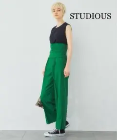 【STUDIOUS】コルセット付き ピンタックパンツ グリーンのサムネイル
