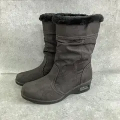 【新品】ミドルカットブーツ ファー付き スエード調 2way 【22.5】4E