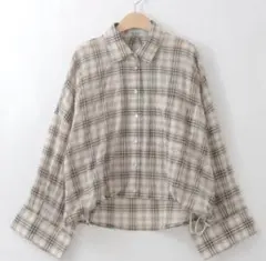 ナチュラルミストクラス　ワイドチェックシャツ　　シワ加工のサムネイル