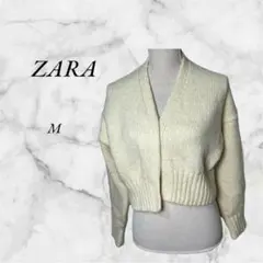 ザラ　ニットボレロ　レディース　US➡S　アイボリー　クロップド丈