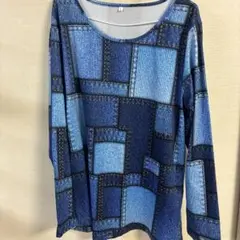 デニムパターン 長袖Tシャツ Lサイズ