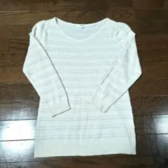 アイボリー 長袖ニットM 【NATURAL BEAUTY BASIC】