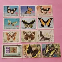 蝶類 外国切手 コレクション 56枚+1小型シート