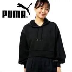 レディースPUMAパーカーL黒トレーナー春トップスTシャツスウェット女フーディー