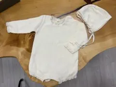 【MONBEBE】 ワッフルロンパース Mサイズ ボンネット付き