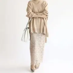 【美品】 IENA イエナ レースタイトスカート 38 フラワーレース グレー