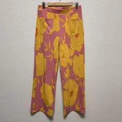 ZARA 柄パンツ ピンク×黄色 美シルエット おしゃれ