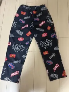 グラフィックプリント カジュアルパンツ 黒