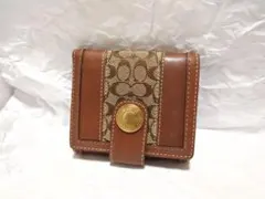 ★美品★COACH 三つ折り財布　総柄　シグネチャー　茶色 ユニセックス