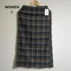 【新品未使用】グレイル チェックタイトロングスカート ネイビー WOMEN L