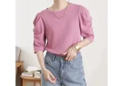 【美品】　earthmusic&ecology ピンク M 半袖　カットソー