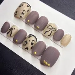 ベリーショート レオパード柄ネイルチップ