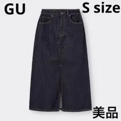 GU デニムフロントスリットロングスカート(丈標準86.0～93.0cm) S
