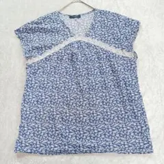 ショコラフィーネ 花 半袖 Tシャツ ブラウス レース ギャザー フェミニン
