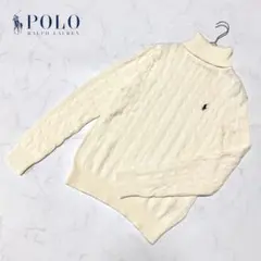 美品 POLO RALPH LAUREN ケーブル編みタートルニット 綿100