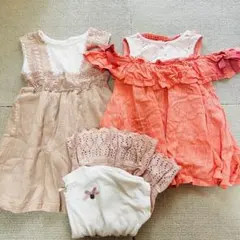プティマイン♡フリルオフショルダー ピンクワンピース 80cm