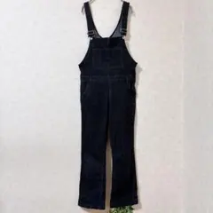 ブラック デニム サロペット オーバーオール S