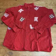希少　カールヘルム　 赤 チェック柄 ポケット 長袖シャツ