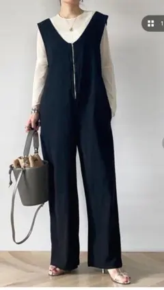 フロントジップオーバーオールサロペット