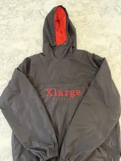 Xlarge フード付きナイロンジャケット ブラック/レッド