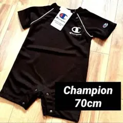 【新品】70 Champion チャンピオン ロゴ ロンパース 半袖 男の子 黒