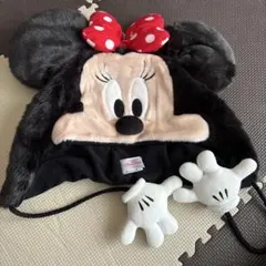 ミニーマウス 耳付きファーキャップ