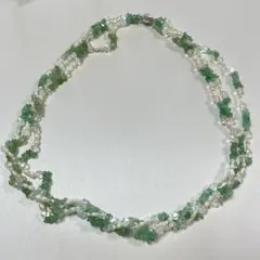 未使用 三越購入 SILVER刻印 3連ネックレス淡水パール アベンチュリン