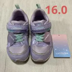 ムーンスター　LUVRUSH パープル スニーカー ベルクロ　16.0