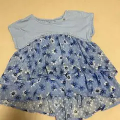 花柄フリル水色チュニック140