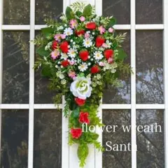 いちごとマーガレットのスワッグ風♡フラワーリース