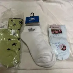 レディース　ソックス3足セット　アディダス他　白