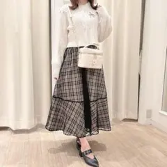 anmille チェック柄チュールフレアスカートのサムネイル