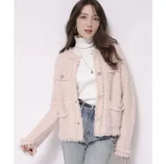 Apuweiser-riche フリンジツイードニットジャケット