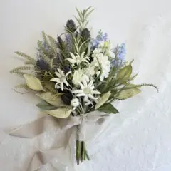 ドライタッチ♡ナチュラルウェディングブーケ＆ブートニア　造花ブーケ