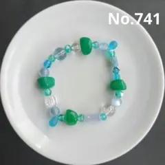 ハンドメイド緑系ブレスレット741