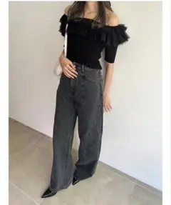 SNIDEL スナイデル　コクーンディティールデニムパンツ