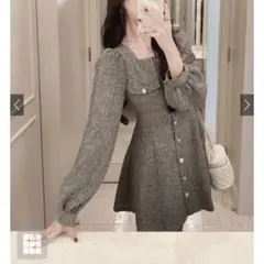 グレイル ツイードフレアミニワンピース tg668 グレー